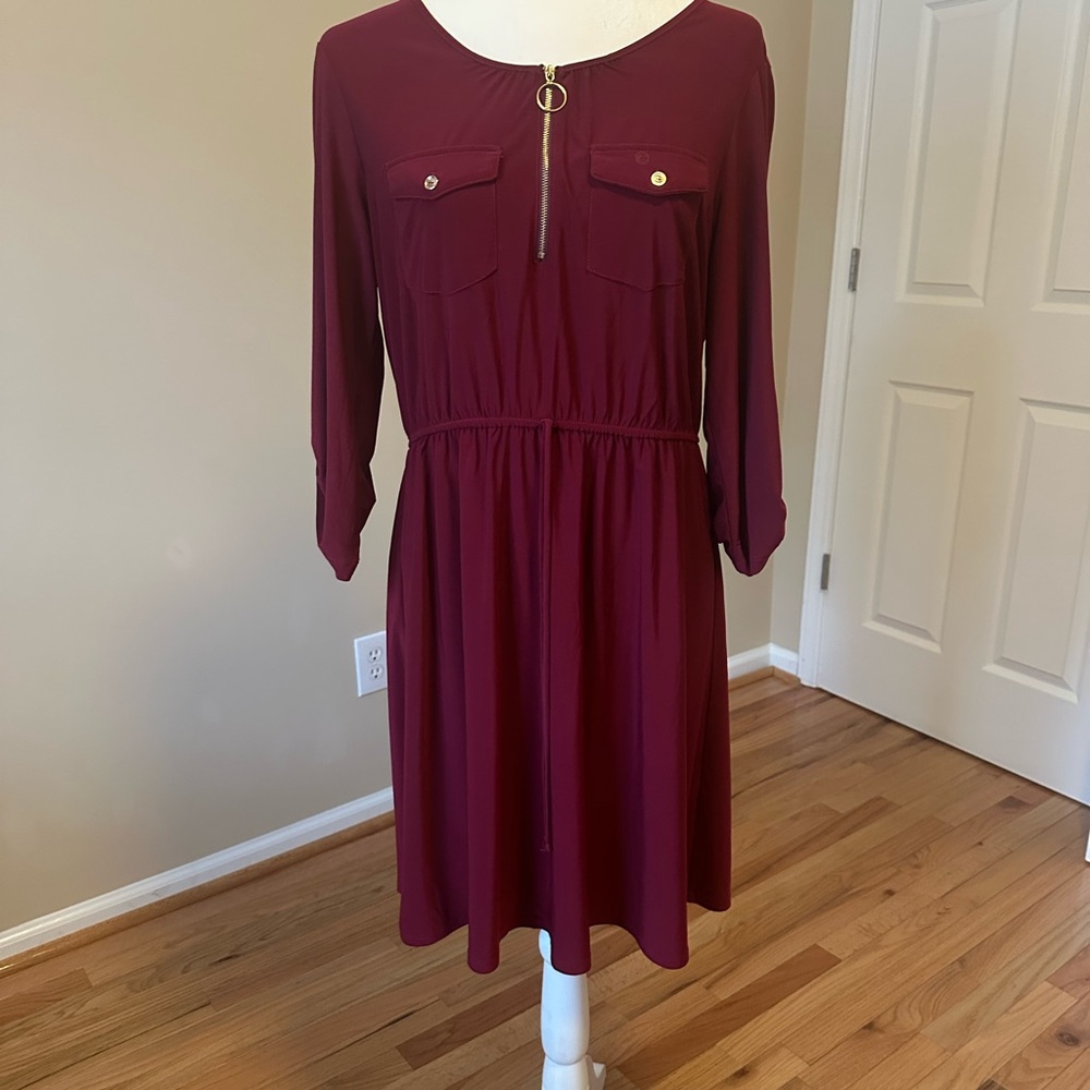 PerSeption Concept Maroon Long Sleeve Dress